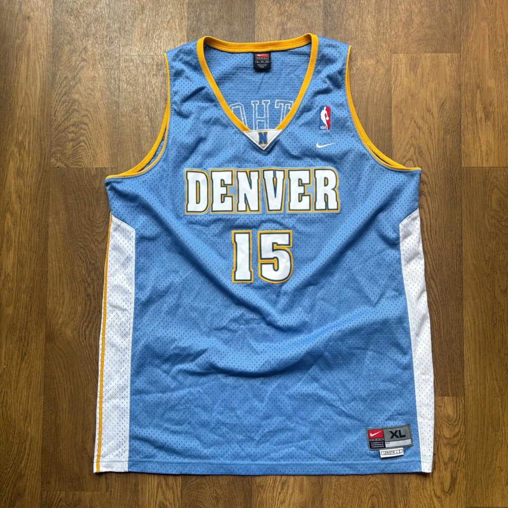 Vtg Nike Team Denver Nuggets Carmelo Anthony 15 Embroidered Basketball Jersey